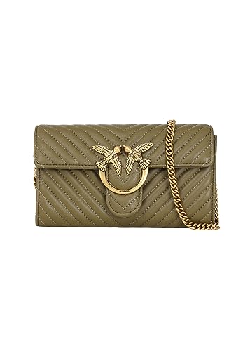 Pinko Damen Sheep Nappa Love ONE Wallet C SCHAFNAPPA, Z14Q_Bianco SETA-Antique Gold im Sale